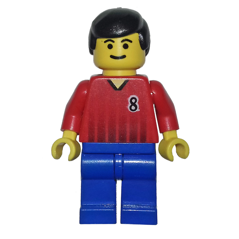 Joueur de football torse rouge, jambes bleues,,8 (Soccer Player Red Torso, Blue Legs, #8)
