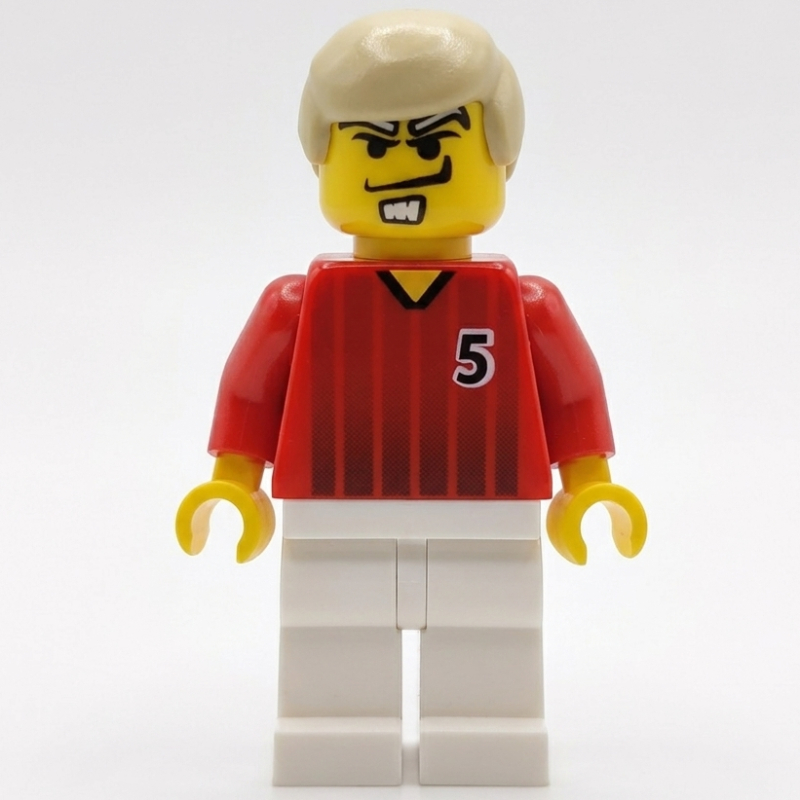 Joueur de football torse rouge, jambes blanches, 5, (Soccer Player Red Torso, White Legs, #5)