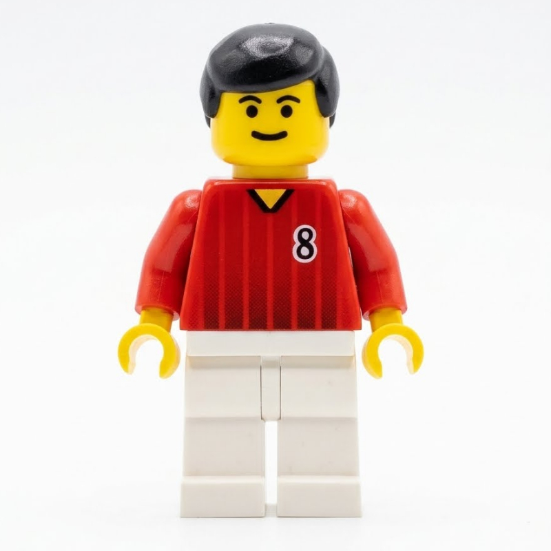 Joueur de football torse rouge, jambes blanches,,8 (Soccer Player Red Torso, White Legs, #8)