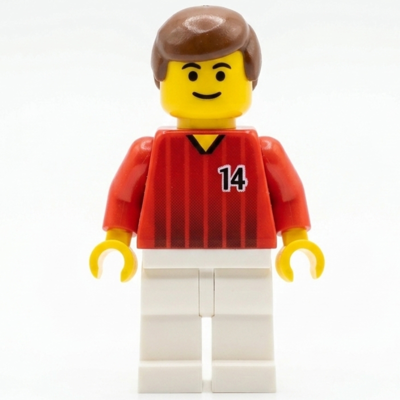 Joueur de football torse rouge, jambes blanches, 14, (Soccer Player Red Torso, White Legs, #14)