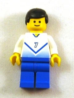 Torse blanc, jambes bleues, #7 (Soccer Player White Torso, Blue Legs, #7)