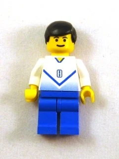Torse blanc, jambes bleues, #8 (Soccer Player White Torso, Blue Legs, #8)