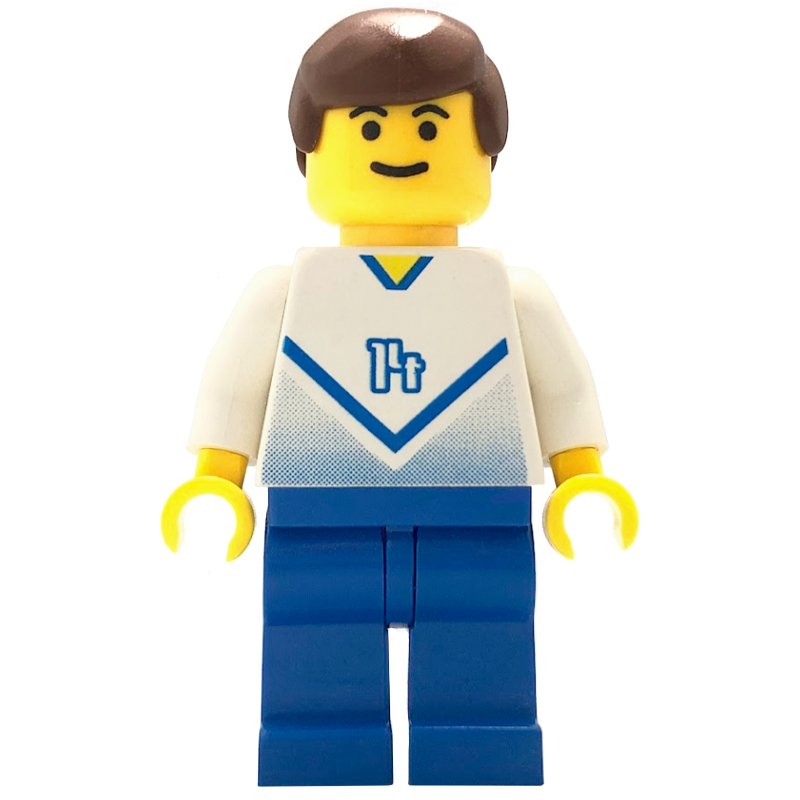 Torse blanc, jambes bleues, #14 (Soccer Player White Torso, Blue Legs, #14)
