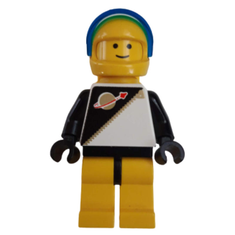 Futuron astronaute, noir et jaune avec bouteilles d’air et visière bleu foncé (Futuron Spaceman, Black and Yellow with Airtanks and Dark Blue Visor)
