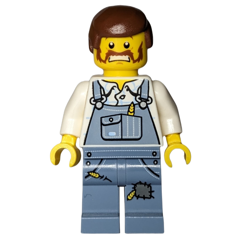Homme, salopette bleu sable, cheveux brun rougeâtre, barbe (agriculteur) (Man, Sand Blue Overalls, Reddish Brown Hair, Beard (Farmer))