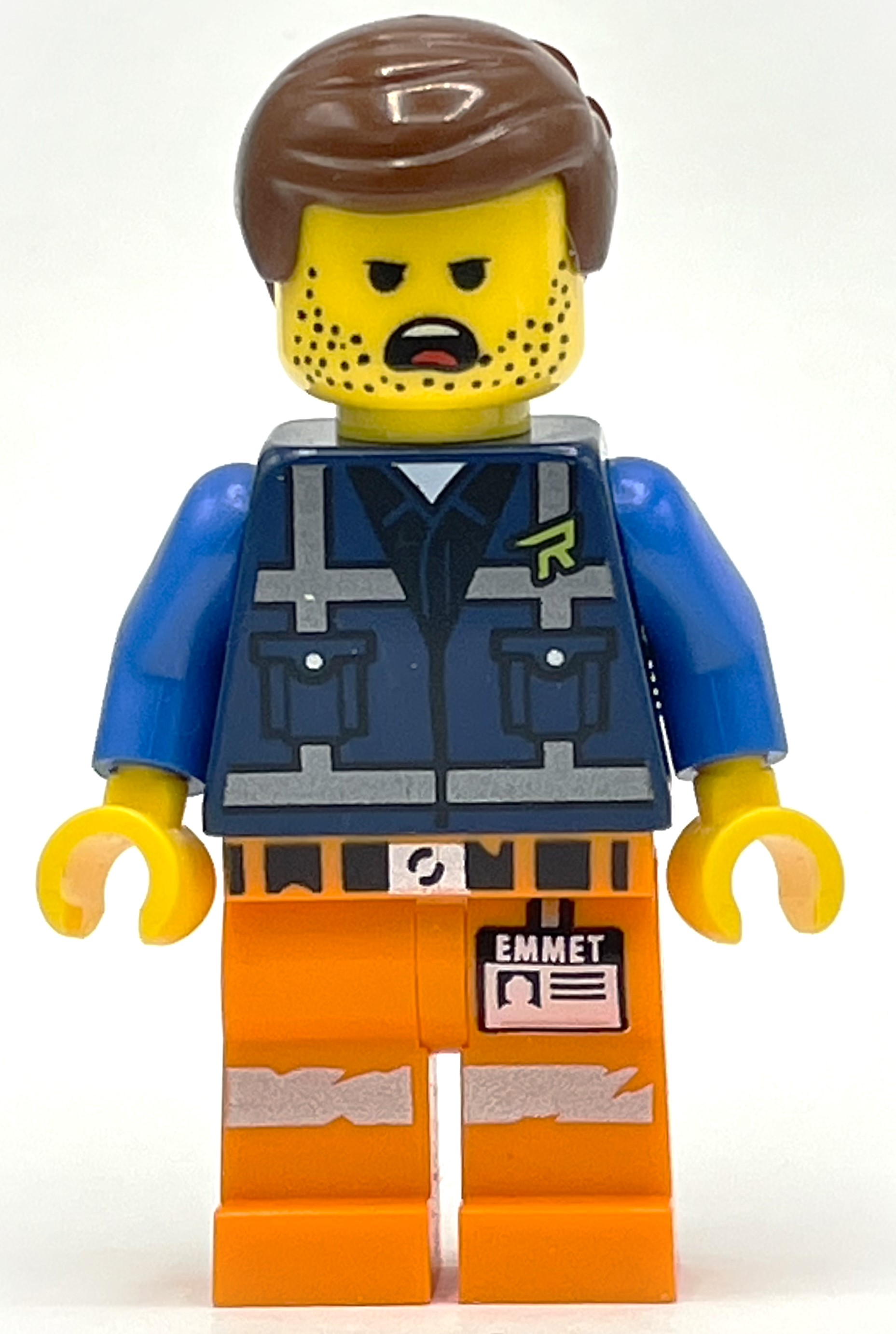 Emmet, veste Rex Dangervest bleu foncé, barbe naissante maculé (Emmet, Dark Blue Rex Dangervest Vest, Smudged Stubble)