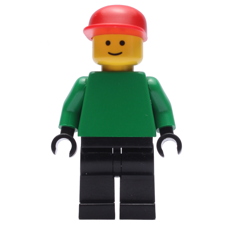 Gardien de but joueur de football vert torse, jambes noires, casquette rouge (Soccer Player Goalie Green Torso, Black Legs, Red Cap)