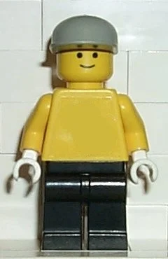 Homme - torse jaune, jambes noires, casquette gris clair (Man - Yellow Torso, Black Legs, Light Grey Cap)