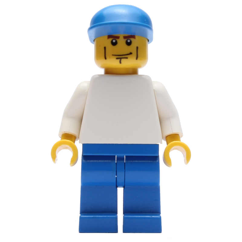 Homme - torse blanc, jambes bleues, casquette bleue (Man - White Torso, Blue Legs, Blue Cap)