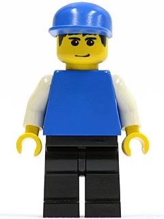 Homme - torse bleu, jambes noires, casquette bleue (Man - Blue Torso, Black Legs, Blue Cap)