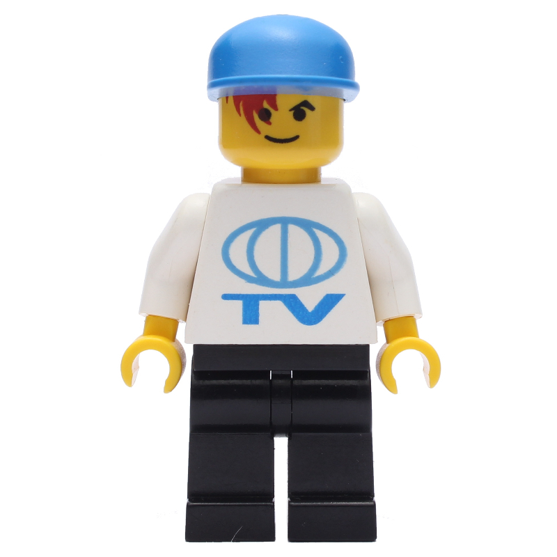 Travailleur de la télévision - torse blanc, jambes noires, casquette bleue (TV Worker - White Torso, Black Legs, Blue Cap)