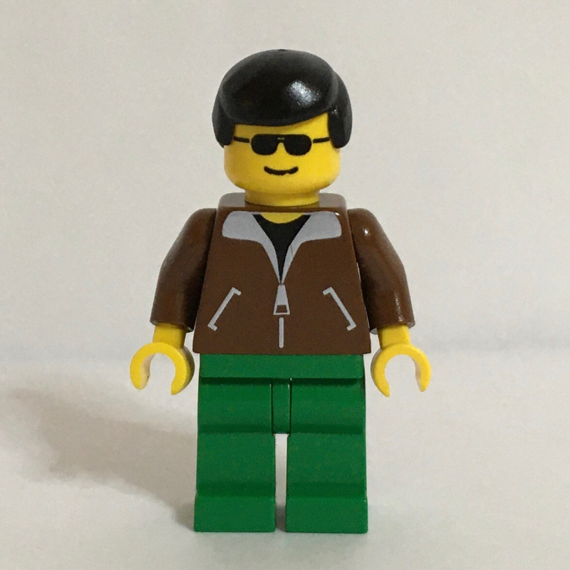 Homme - veste marron, jambes vertes (Man - Brown Jacket, Green Legs)