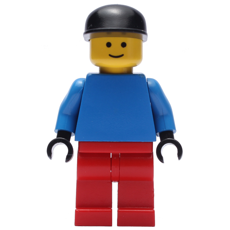 Gardien de but joueur de football torse bleu, jambes rouges, casquette noire (Soccer Player Goalie Blue Torso, Red Legs, Black Cap)