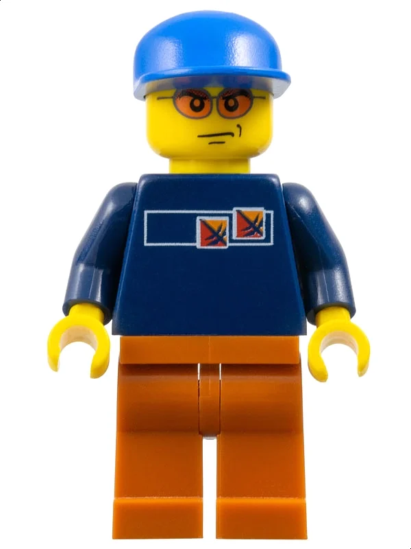 Homme - torse bleu foncé, jambes rouges, casquette bleue (Man - Dark Blue Torso, Red Legs, Blue Cap)