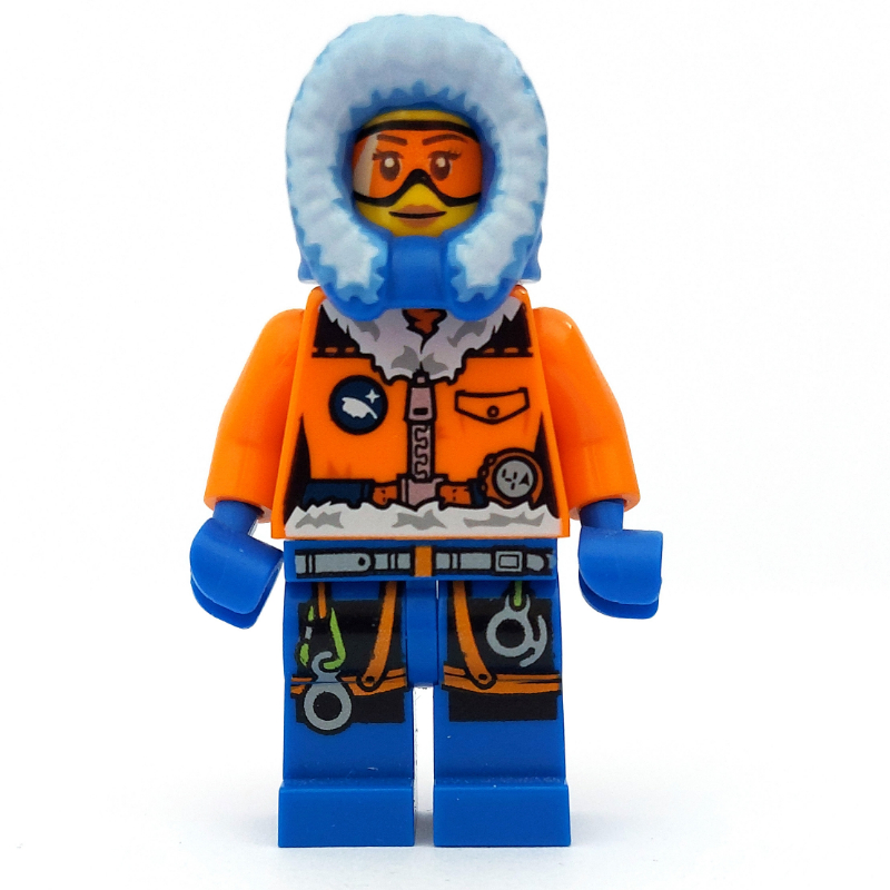 Explorateur arctique, capuche, lunettes orange imprimées, femme (Arctic Explorer, Hood, Printed Orange Goggles, Woman)