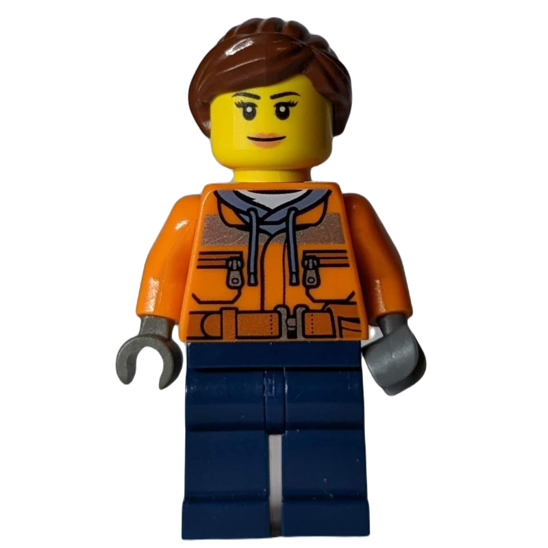 Femme, veste de sécurité sur sweat à capuche avec ceinture, jambes bleu foncé, (Woman, Safety Jacket over Hoodie with Belt, Dark Blue Legs,)