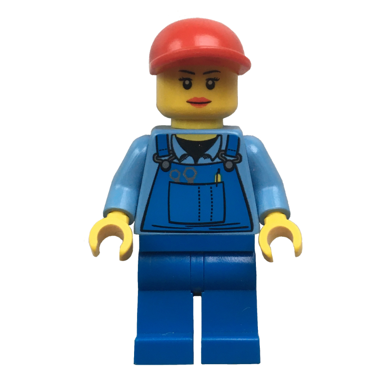 Femme, salopette bleue, casquette rouge (Woman, Blue Overalls, Red Cap)