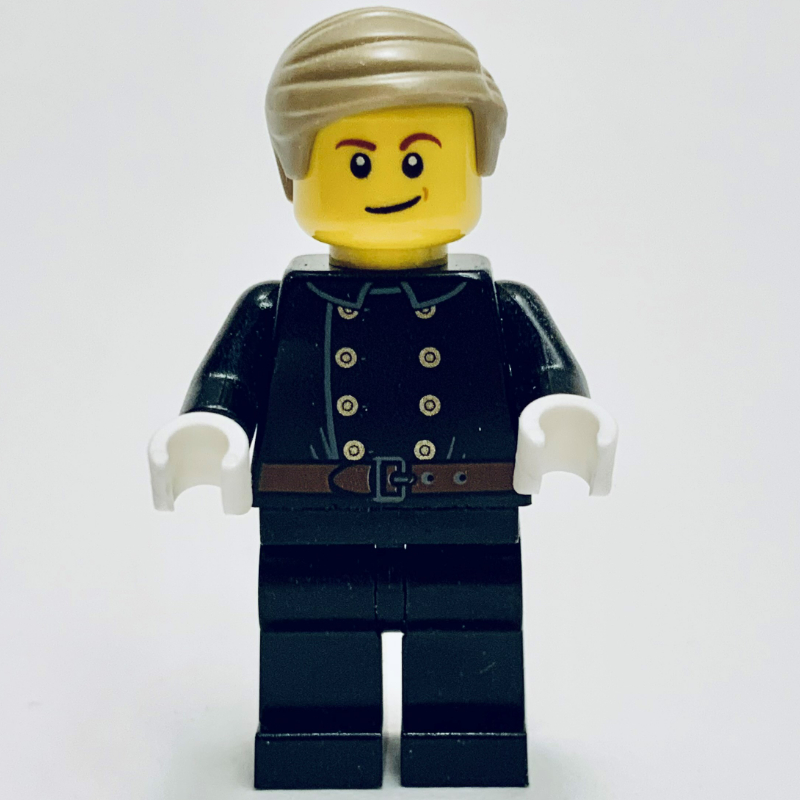 Pompier, veste avec 8 boutons et ceinture, cheveux beige foncé (Fireman, Jacket with 8 Buttons and Belt, Dark Tan Hair)