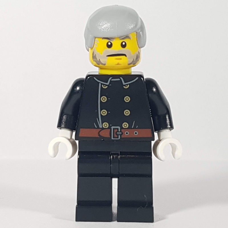 Pompier, veste avec 8 boutons et ceinture, cheveux gris bleuté clair, barbe (Fireman, Jacket with 8 Buttons and Belt, Light Bluish Gray Hair, Beard)
