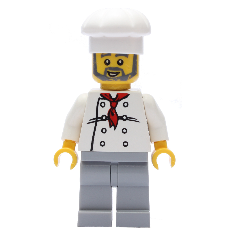 Cuisinier, foulard rouge, jambes gris bleuté clair, barbe gris bleuté clair (Chef, Red Neckerchief, Light Bluish Gray Legs, Light Bluish Gray Beard)