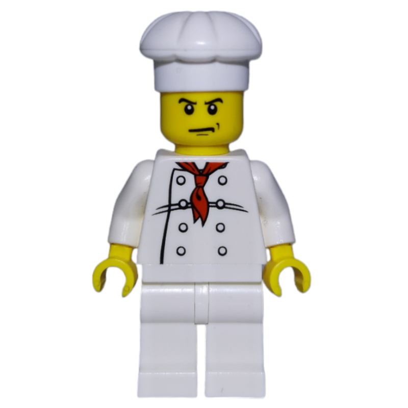 Cuisinier, foulard rouge, jambes blanches, agacé (Chef, Red Neckerchief, White Legs, Annoyed)