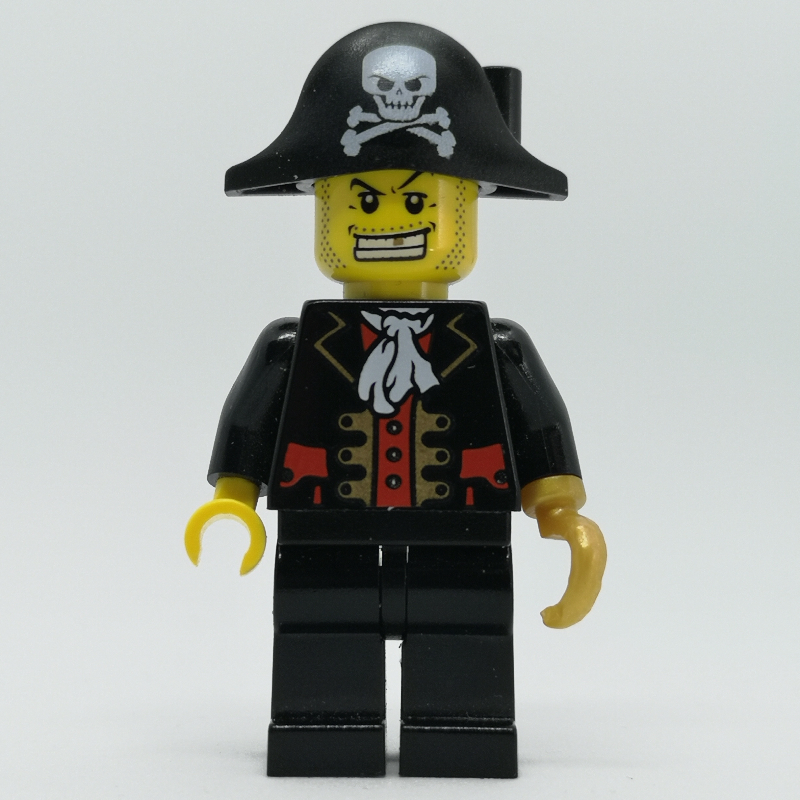 Capitaine pirate, veste noire, crochet d'or nacré, bicorne chapeau (Pirate Captain, Black Jacket, Pearl Gold Hook, Bicorne Hat)