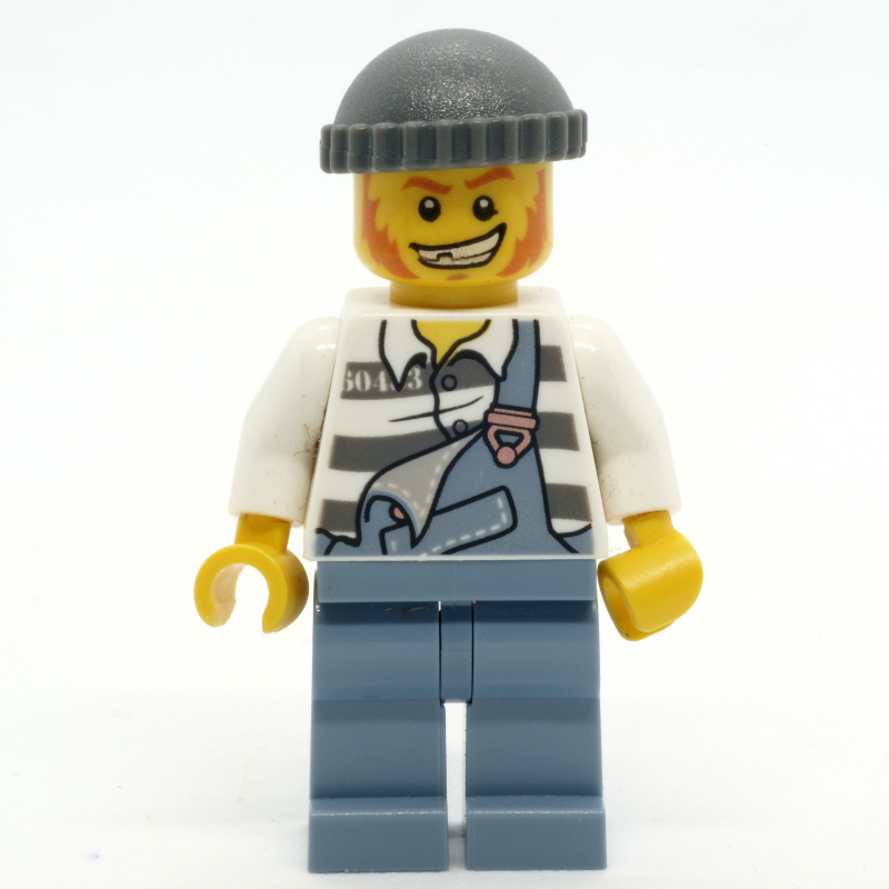 Criminel, salopette sur la chemise de prison, chapeau gris bleuté foncé (Criminal, Overalls over Prison Shirt, Dark Bluish Gray Hat)