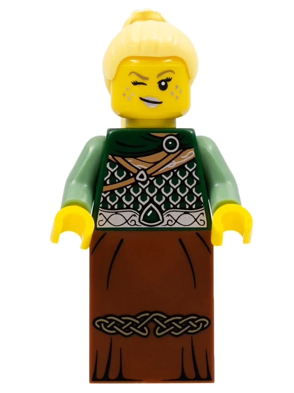 Guerrier, femme, armure vert foncé, jupe (Warrior, Woman, Dark Green Armor, Skirt)