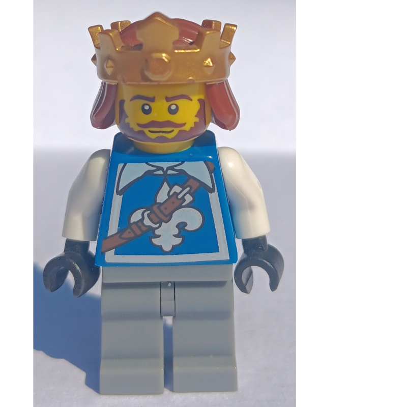 Roi guerrier, fleur de lis sur gilet, couronne, barbe (Warrior King, Fleur de Lis on Vest, Crown, Beard)