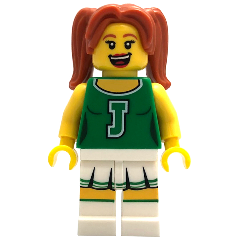 Pom-pom girl, vert, 'J' sur uniforme (Cheerleader, Green, 'J' on Uniform)
