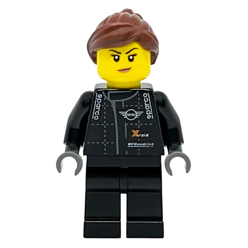 Pilote de course, torse noir, jambes noires, cheveux brun rougeâtre (Race Driver, Black Torso, Black Legs, Reddish Brown Hair)