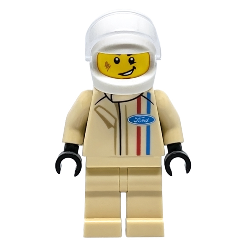 Pilote de course, torse beige, jambes beiges, casque blanc, gué (Race Driver, Tan Torso, Tan Legs, White Helmet, ford)