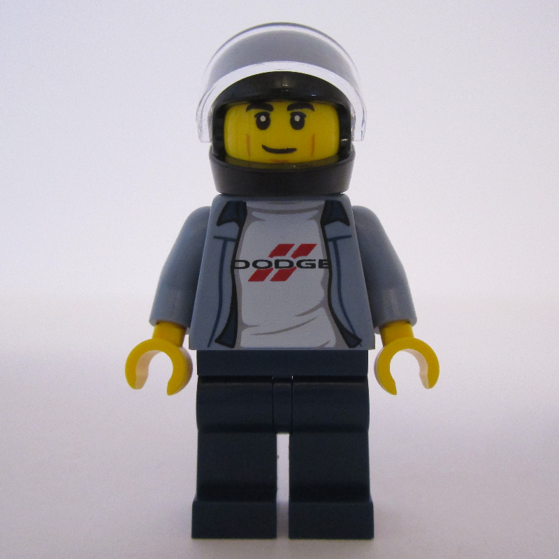 Pilote de course, torse bleu sable, jambes bleu foncé, casque noir, esquive (Race Driver, Sand Blue Torso, Dark Blue Legs, Black Helmet, Dodge)