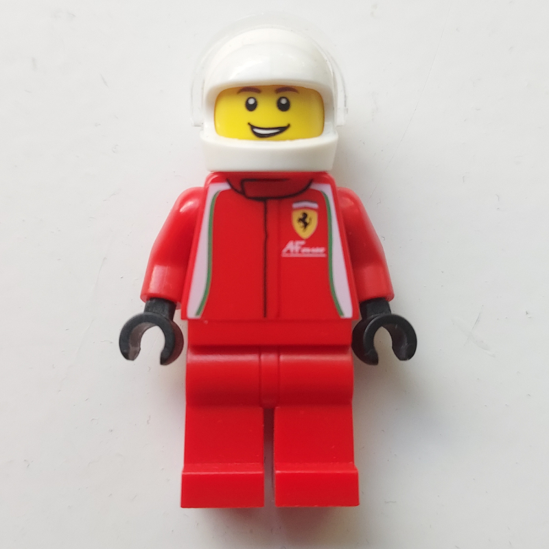 Pilote de course, torse rouge, jambes rouges, casque blanc, ferrari (Race Driver, Red Torso, Red Legs, White Helmet, Ferrari)