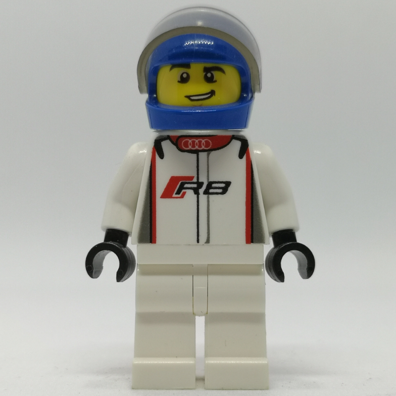 Pilote de course, torse blanc, jambes blanches, casque bleu, audi (Race Driver, White Torso, White Legs, Blue Helmet, Audi)