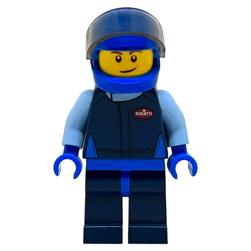 Pilote de course, torse bleu foncé, jambes bleu foncé, casque bleu, bugatti (Race Driver, Dark Blue Torso, Dark Blue Legs, Blue Helmet, Bugatti)