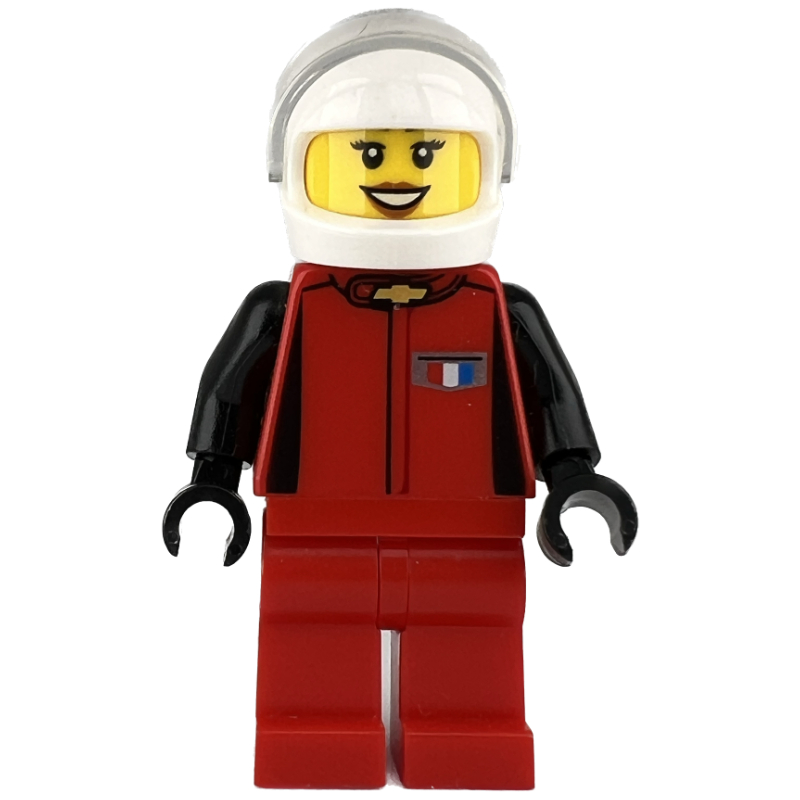 Pilote de course, torse rouge, jambes rouges, casque blanc, chevrolet (Race Driver, Red Torso, Red Legs, White Helmet, Chevrolet)