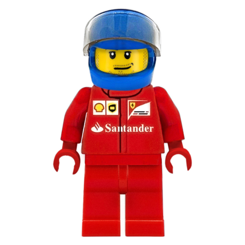 Pilote de course, torse rouge, jambes rouges, casque bleu, ferrari 1 (Race Driver, Red Torso, Red Legs, Blue Helmet, Ferrari 1)