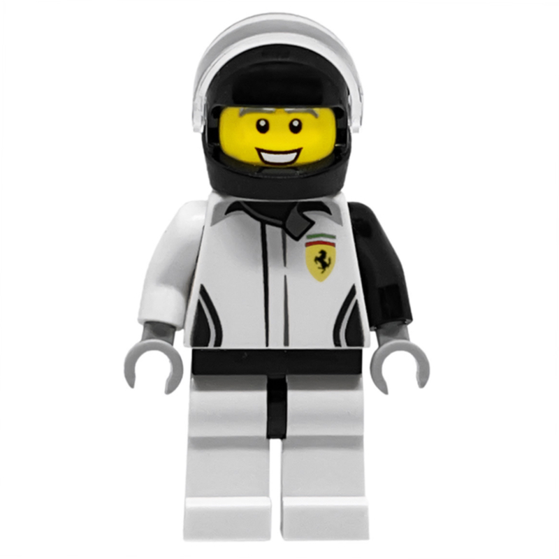 Pilote de course, torse blanc, jambes blanches, casque noir, ferrari (Race Driver, White Torso, White Legs, Black Helmet, Ferrari)
