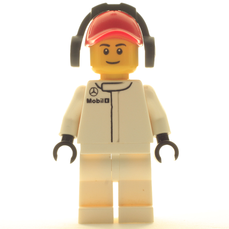 Crew, torse blanc, jambes blanches, casquette rouge, homme (Pit Crew, White Torso, White Legs, Red Cap, Male)
