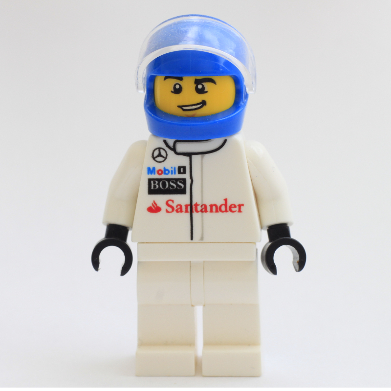 Pilote de course, torse blanc, jambes blanches, casque bleu, mclaren (Race Driver, White Torso, White Legs, Blue Helmet, McLaren)