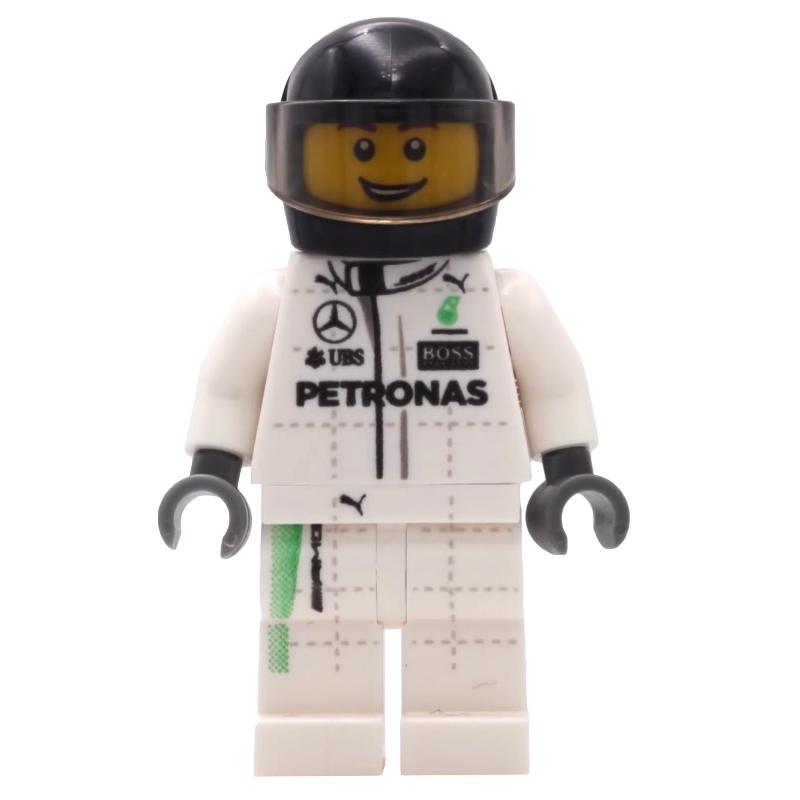 Pilote de course, torse blanc, jambes blanches, casque noir, mercedes (Race Driver, White Torso, White Legs, Black Helmet, Mercedes)