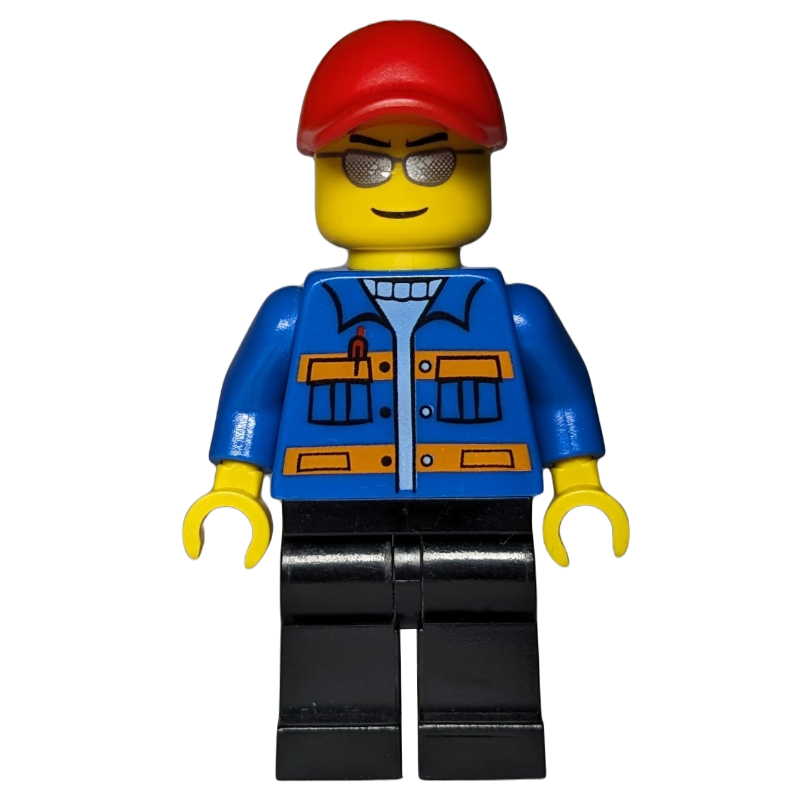 Torse bleu, jambes noires, casquette rouge, lunettes de soleil (Blue Torso, Black Legs, Red Cap, Sunglasses)