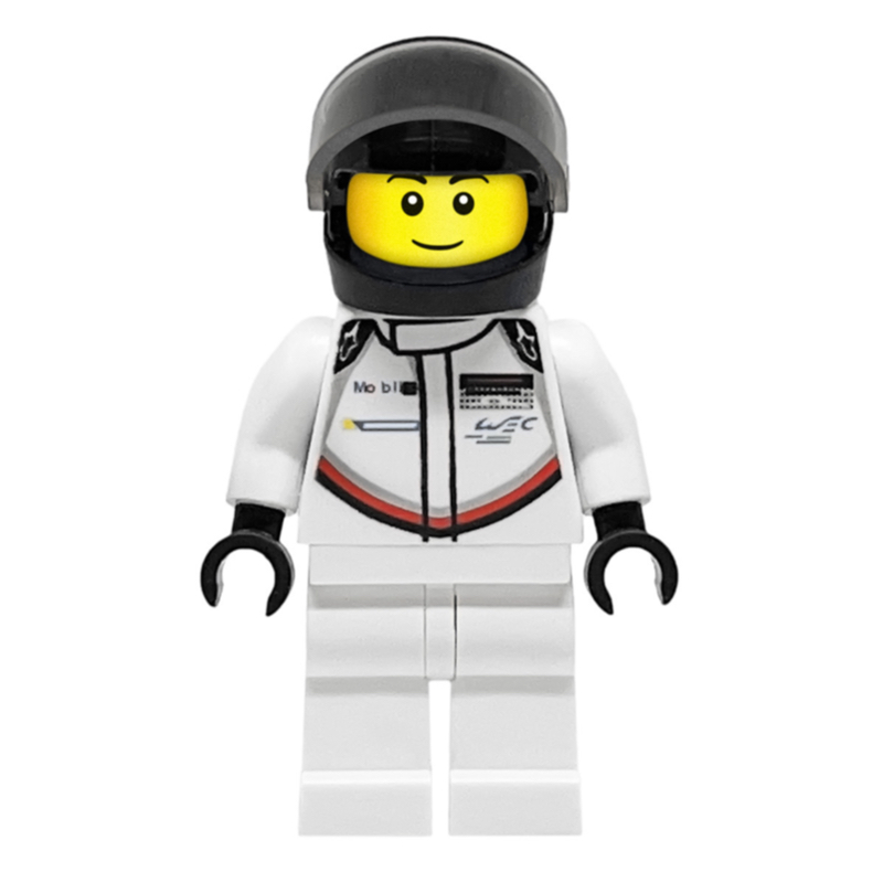 Pilote de course, torse blanc, jambes blanches, casque noir, porsche (Race Driver, White Torso, White Legs, Black Helmet, Porsche)
