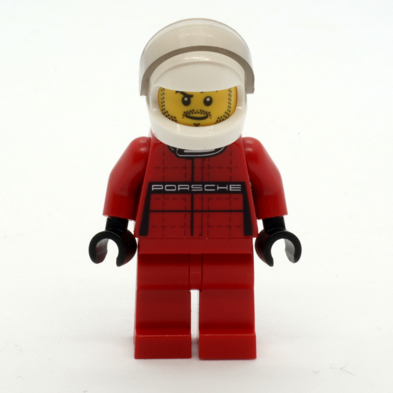 Pilote de course, torse rouge, jambes rouges, casque blanc, porsche (Race Driver, Red Torso, Red Legs, White Helmet, Porsche)