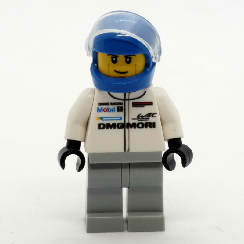 Pilote de course, torse blanc, jambes blanches, casque bleu, porsche (Race Driver, White Torso, White Legs, Blue Helmet, Porsche)