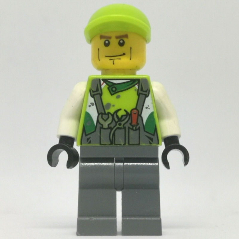 Membre d'équipage vert citron torse, jambes gris bleuté foncé 2 (Crew Member Lime Torso, Dark Bluish Grey Legs 2)