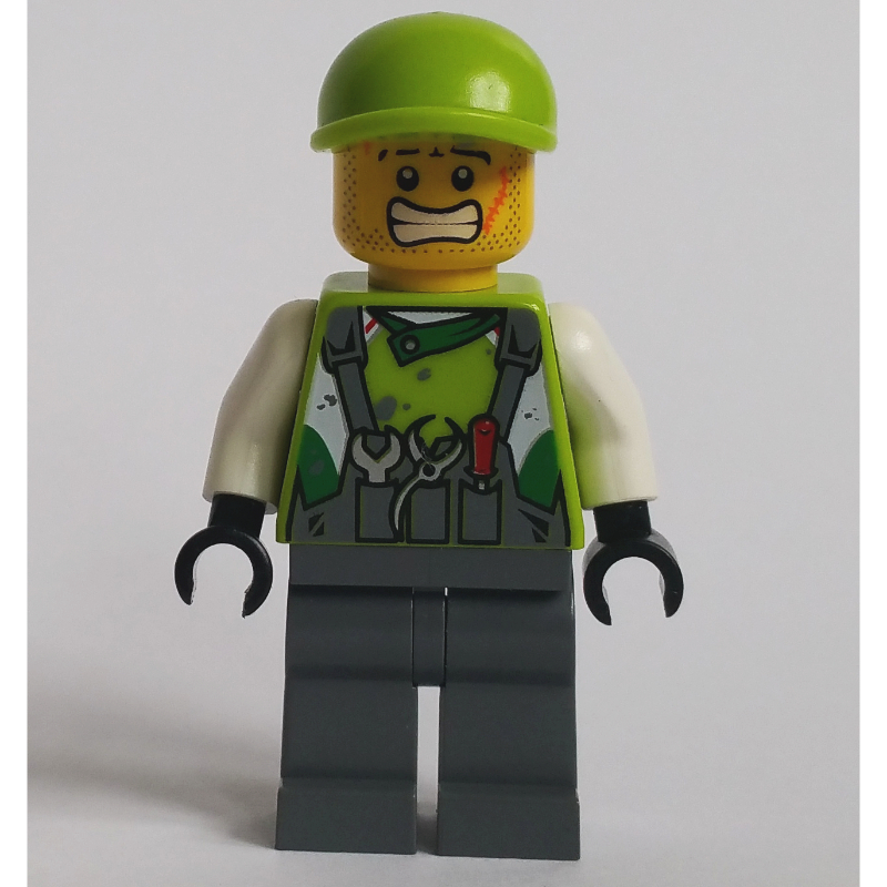 Membre d'équipage vert citron torse, jambes gris bleuté foncé 3 (Crew Member Lime Torso, Dark Bluish Grey Legs 3)