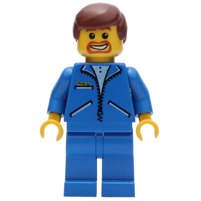 Gilet bleu, jambes bleues, cheveux brun rougeâtre, barbe (Blue Vest, Blue Legs, Reddish Brown Hair, Beard)