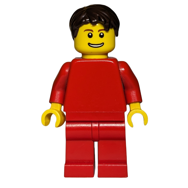 Torse rouge, jambes rouges, cheveux brun foncé (Red Torso, Red Legs, Dark Brown Hair)